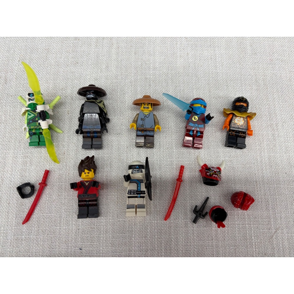 LEGO Ninjago Minifigure Lot 7 Garmadon Lloyd Cole Zane Ray Weapons Oni Mask